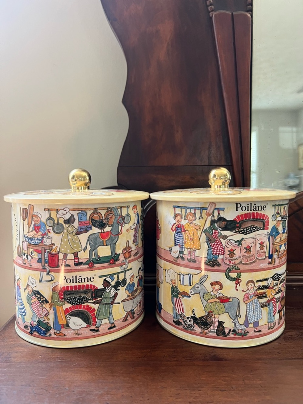 Poilâne Paris French Biscuit Tin Canister Set of 2 Made in France Massilly - Picture 2 of 12